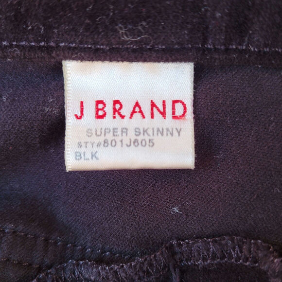 J Brand Soft Black Velvet Super Skinny Stretch Jeans size 29 - Picture 11 of 13